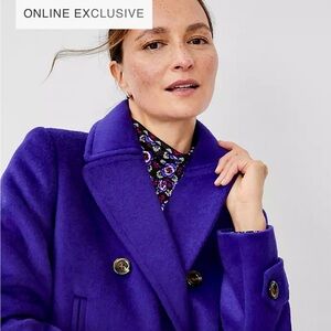 Ann Taylor Wool Blend Notched Collar Peacoat